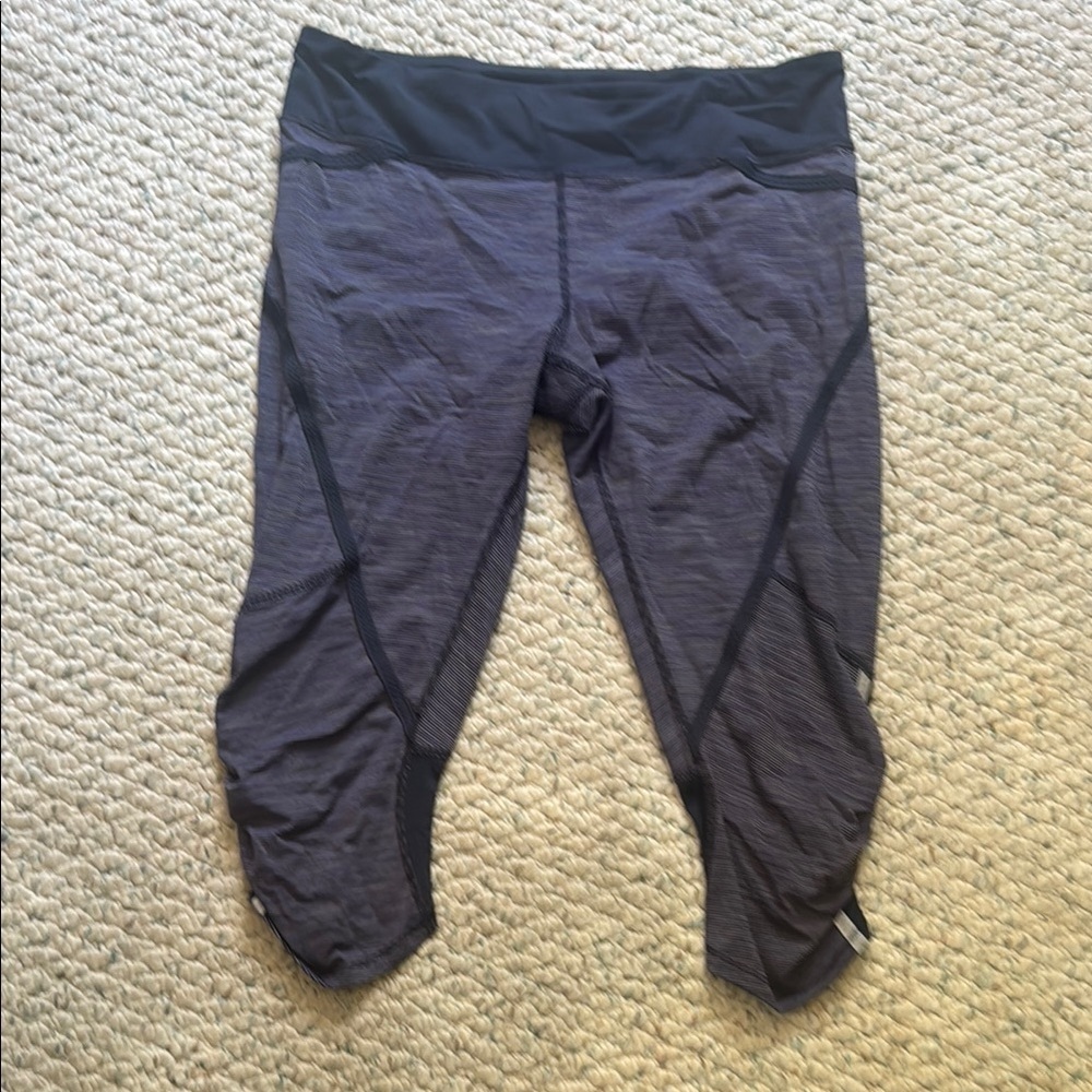 Lululemon Athletica Navy and Purple Striped Leggings